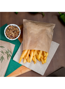 Bio Paper Bag For French Fries 12x12cm Nature Kraft